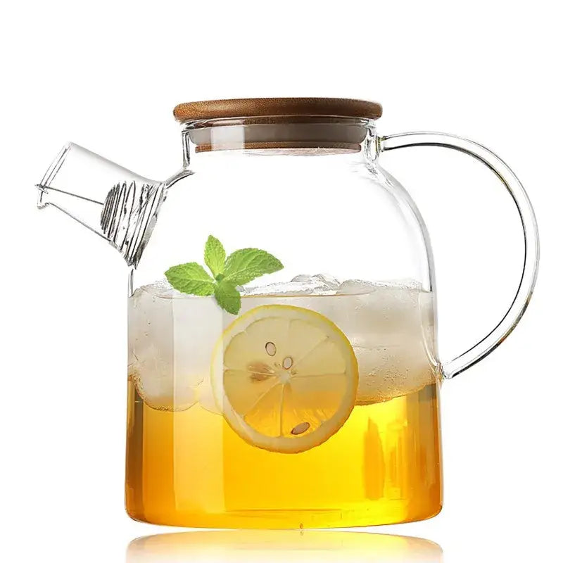 Minimalist glass teapot with wooden lid kitchen cold water jug