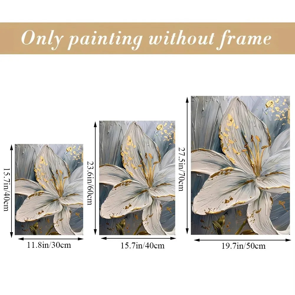 DecorBites™ Gold and White Floral 3D Canvas Wall Art