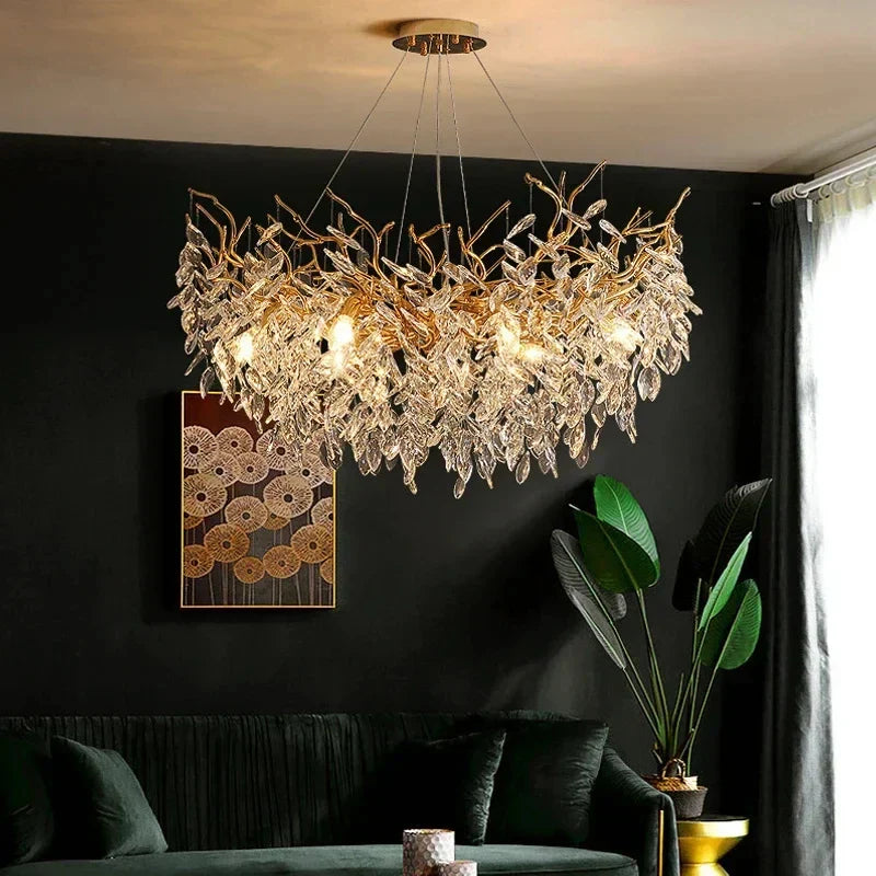 DecorBites™ Gold Crystal LED Chandeliers for Home Lighting