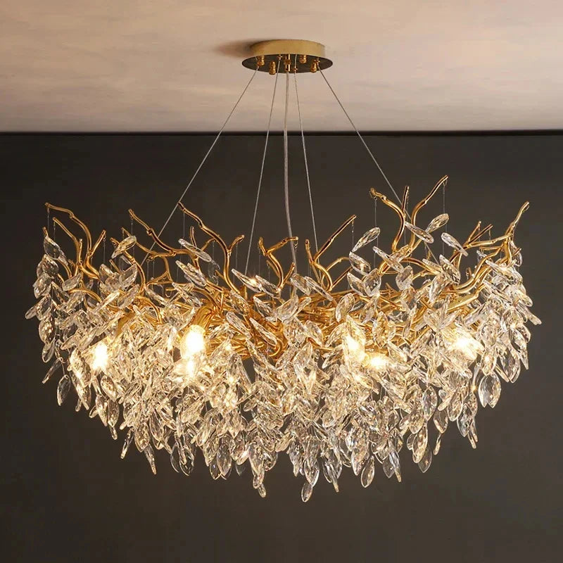 DecorBites™ Gold Crystal LED Chandeliers for Home Lighting