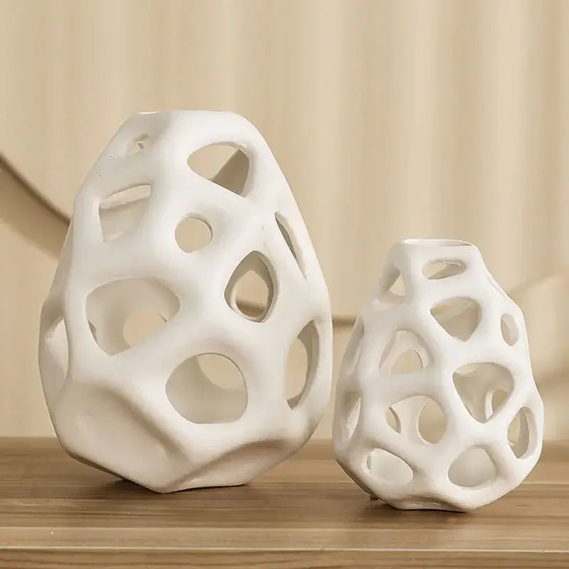 DecorBites™ Hollow Out Ceramic Vase - Nordic Style