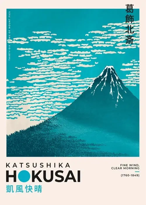Japanese hokusai winter river art poster print living room canvas