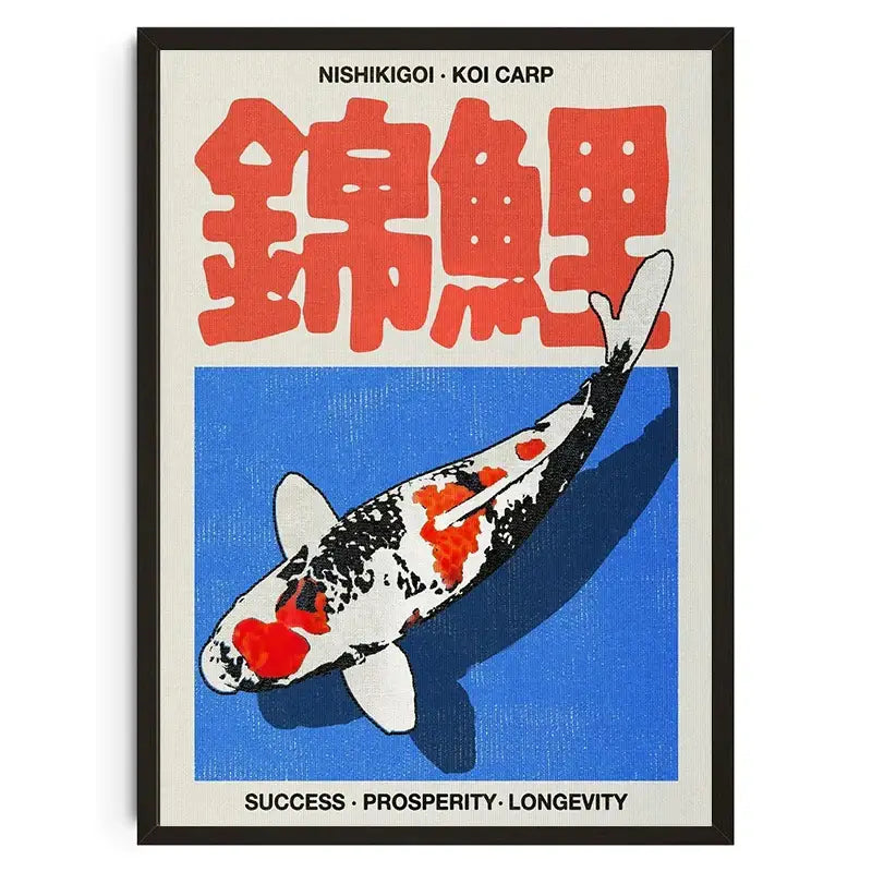 Japanese koi cat abstract red snake wall art poster living room