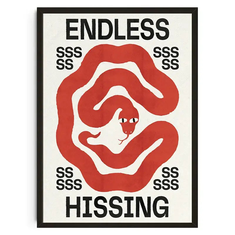 Japanese koi cat abstract red snake wall art poster living room