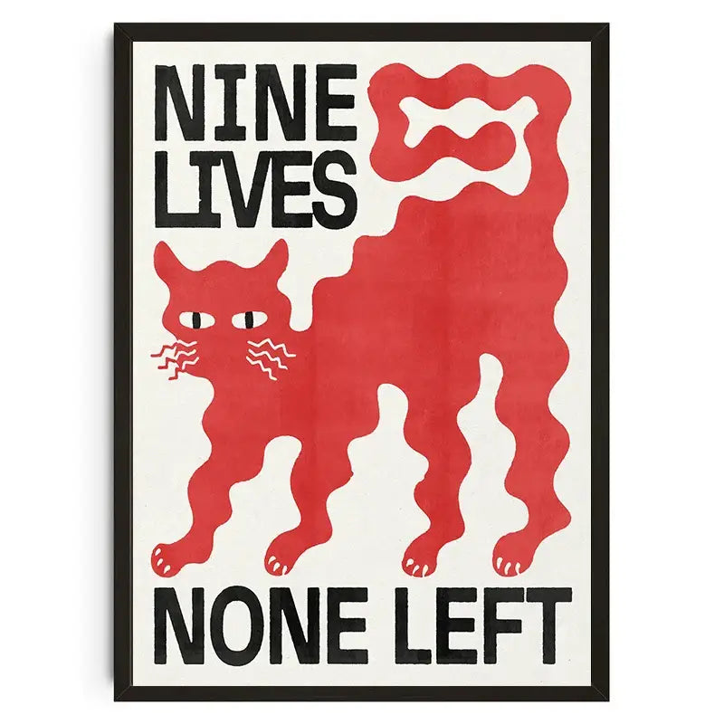 Japanese koi cat abstract red snake wall art poster living room