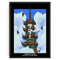 Japanese koi cat abstract pagoda canvas wall art living room decor