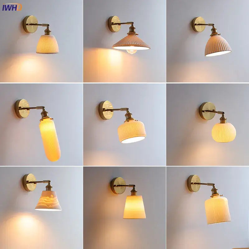 DecorBites™ LED Ceramic Wall Sconce with Knob Switch for Bedroom Bathroom Mirror Lighting