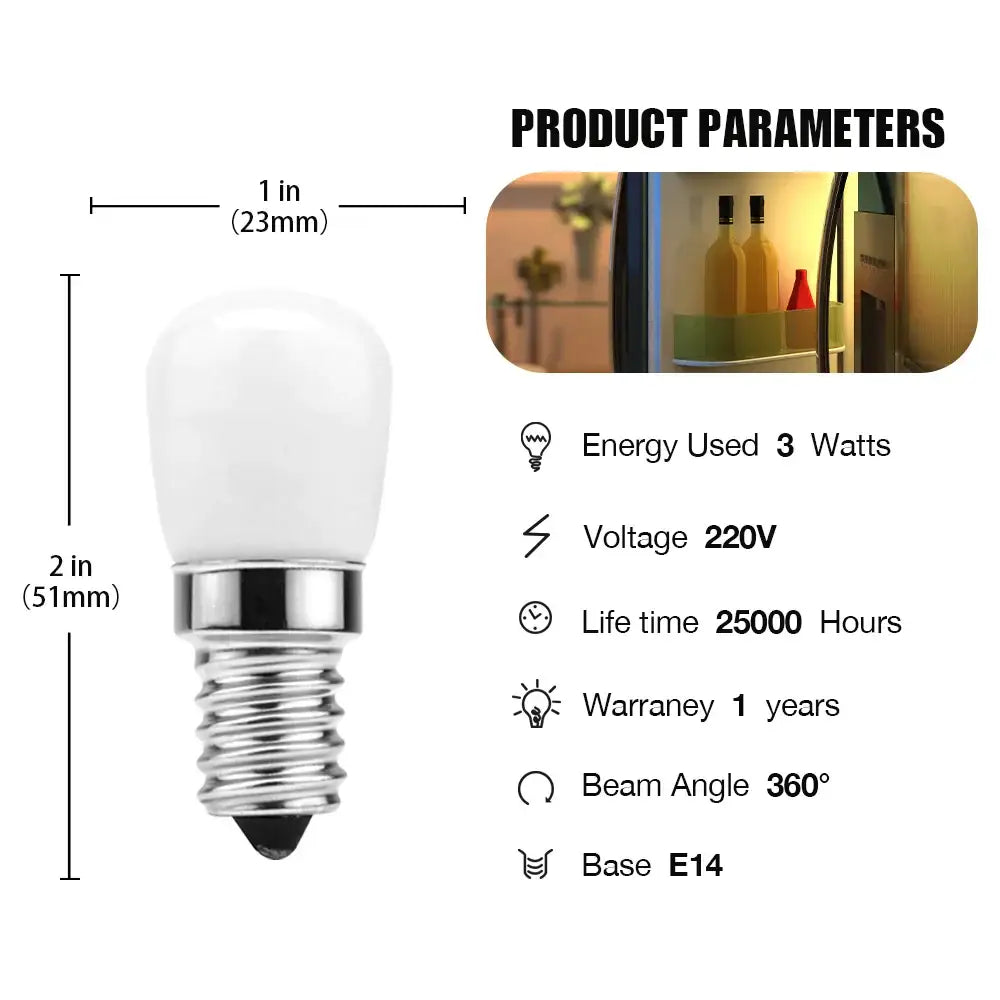 DecorBites™ LED Fridge Bulb 3W E14 220V Corn Light, Replace Halogen Chandelier, White/Warm