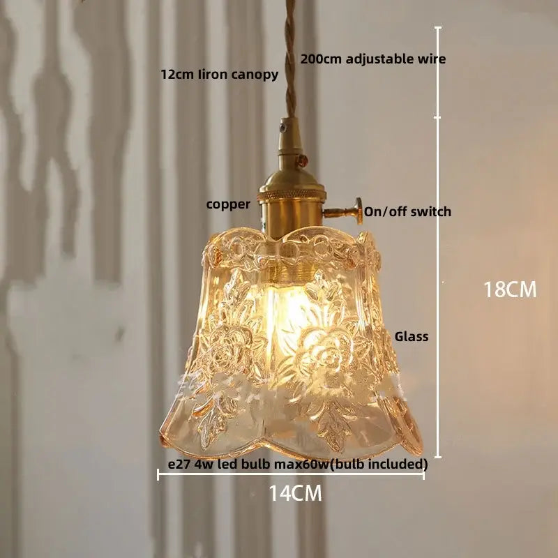 Industrial brass ribbed glass globe pendant light fixture kitchen