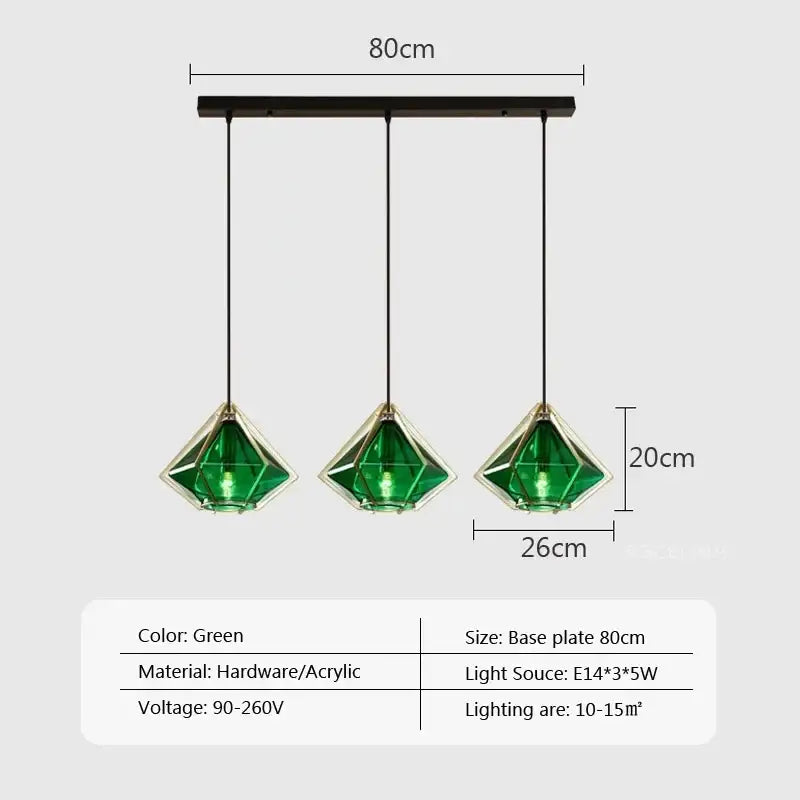 Modern gold geometric pendant light dining room led glass decorbites