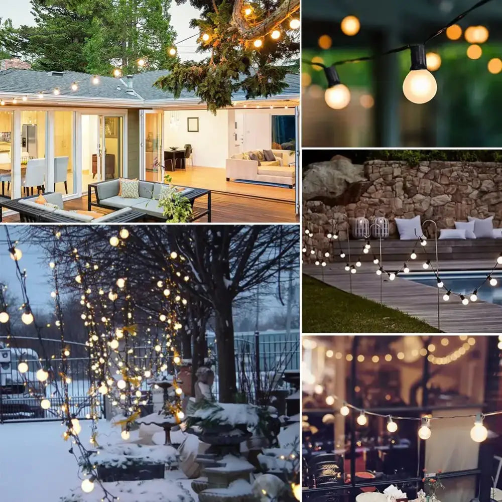 DecorBites™ LED Globe String Lights with E12 Base for Outdoor Patio Garland