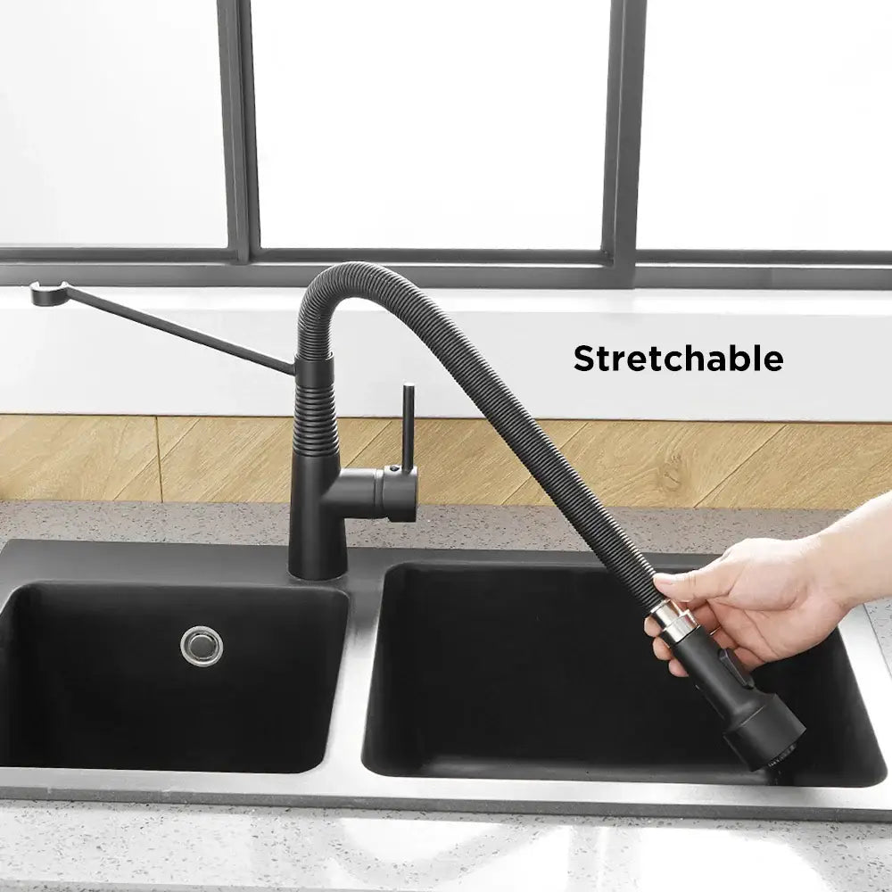 DecorBites™ LED Kitchen Faucet Single Hole Pull Out Spout Black Mixer Tap