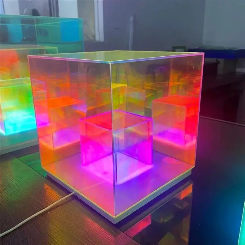 DecorBites™ LED Magic Cube Acrylic Table Lamp - Colorful Small Desk Light