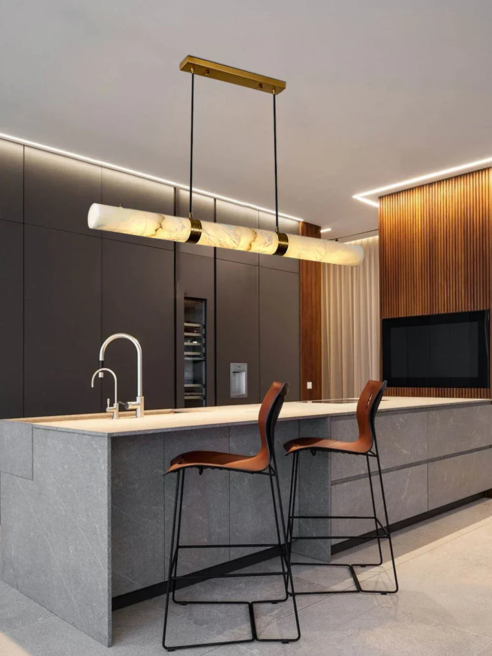 DecorBites™ LED Marble Hanging Lamps - White Alabaster