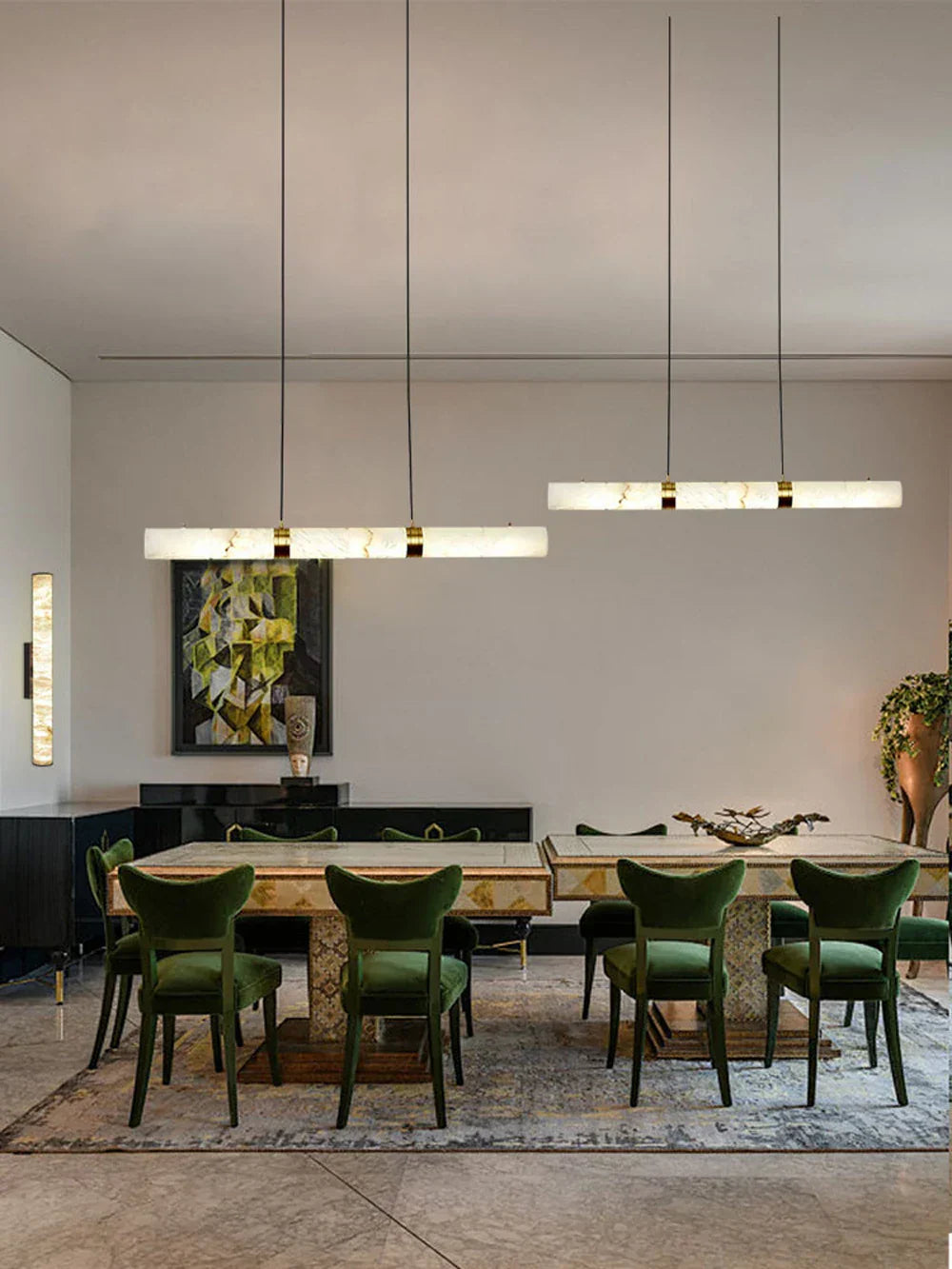 DecorBites™ LED Marble Hanging Lamps - White Alabaster