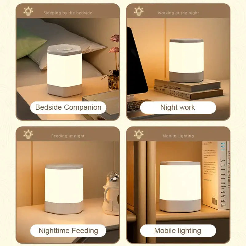 DecorBites™ LED Night Light USB Lamp for Bedside Table, Human Touch Control, Bedroom Lighting