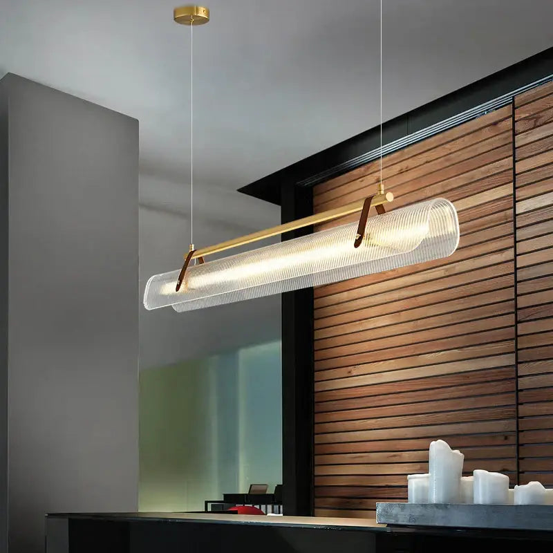 Modern brass textured glass led pendant lamp for dining room