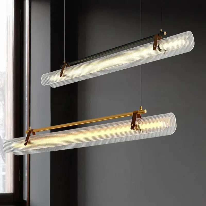 Modern brass textured glass led pendant lamp for dining room