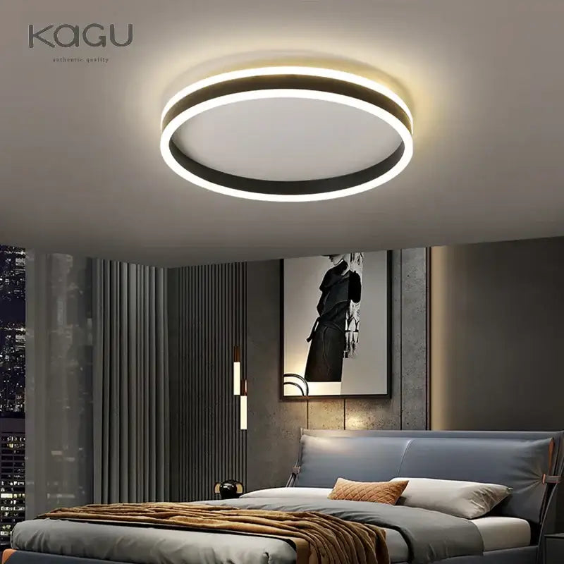 Modern black & white circular led pendant light dining room