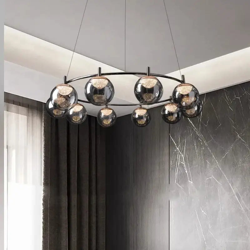 Modern black metal led pendant light chandelier dining room