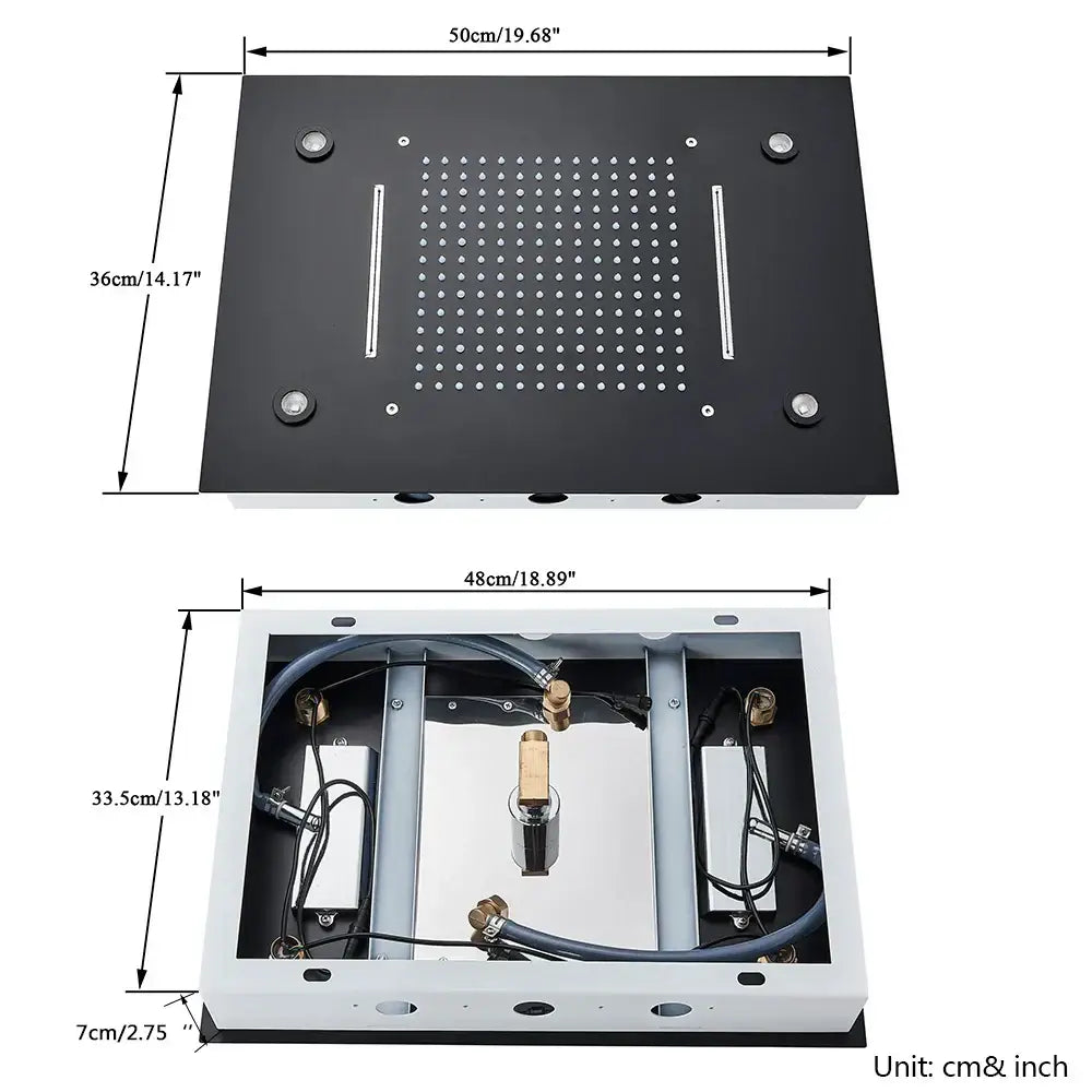 DecorBites™ LED Rainfall Shower Head Ceiling Mount Large Size for Bathroom Shower