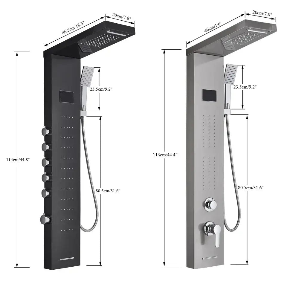 DecorBites™ LED Rainfall Shower Panel Set with Temperature Screen and Hand Sprayer