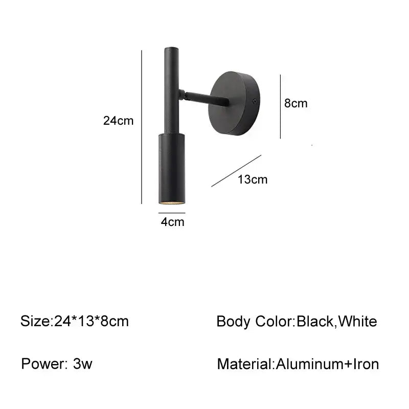 DecorBites™ LED Rotatable Wall Lamp 3W Spotlight Bedroom Sconce Light Fixture