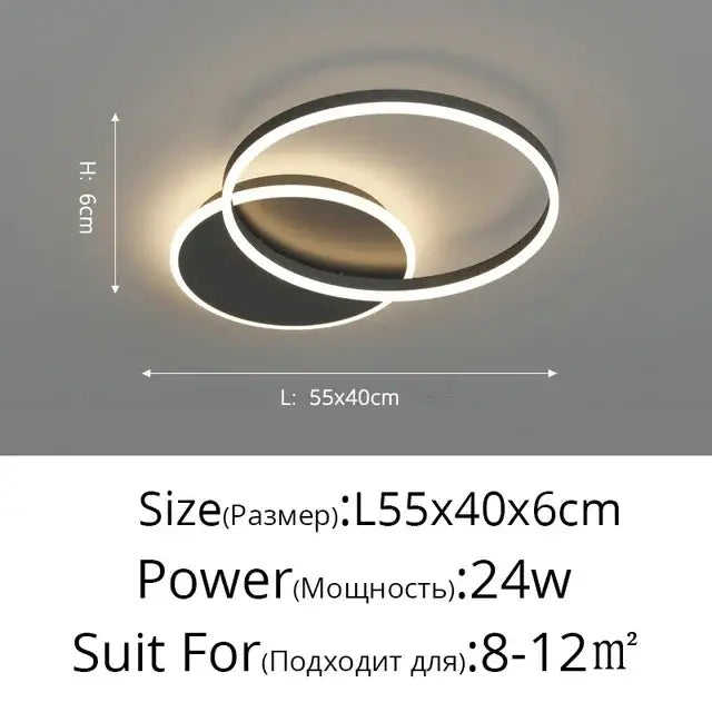 DecorBites™ LED Round Ceiling Chandelier for Modern Living Room, Bedroom, Restaurant - Circle Rings Lighting Fixture
