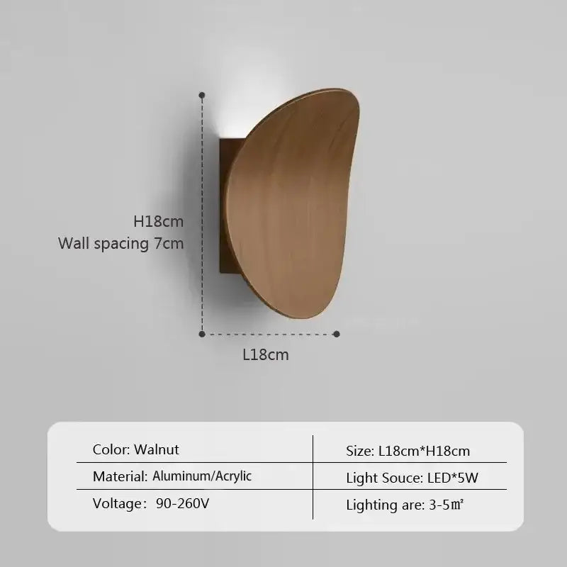 Modern wooden round wall lamp bedroom ambient lighting
