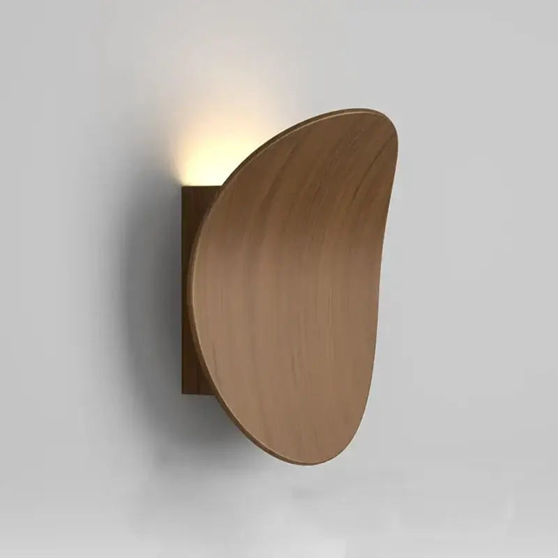 Modern wooden round wall lamp bedroom ambient lighting