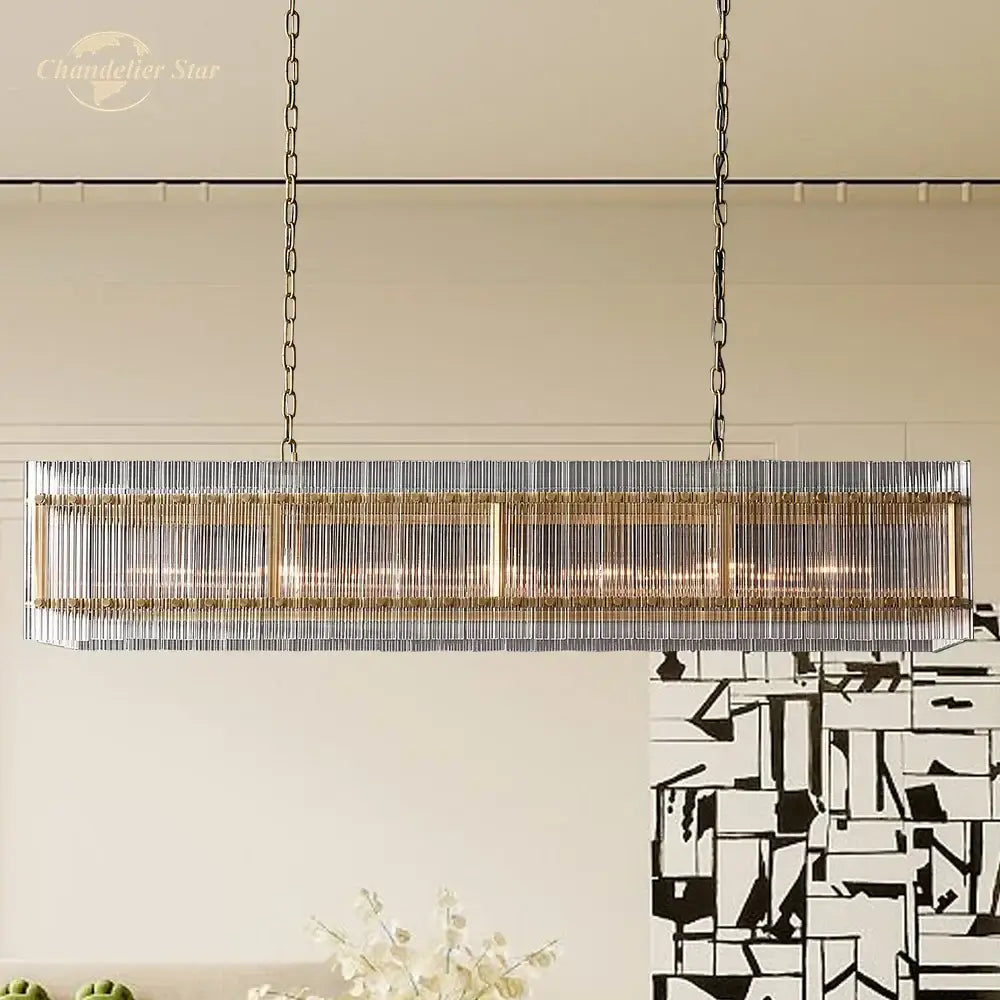 DecorBites™ LED San Marco Glass Chandelier: Modern Rectangular Lighting for Dining, Kitchen, Living Room