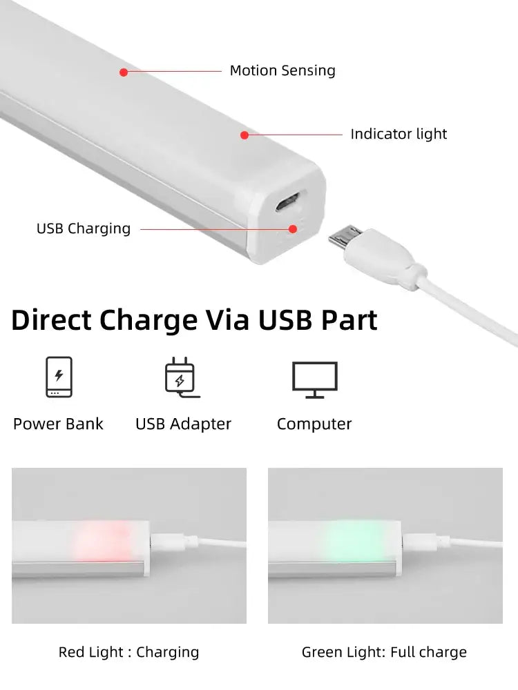 DecorBites™ LED Sensor Cabinet Light for Home Kitchen Night Bar USB Rechargeable