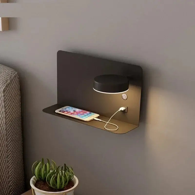 DecorBites™ LED Shelf Wall Lamp with USB Charging Port & Switch