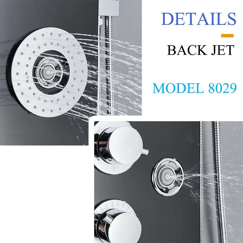 DecorBites™ LED Shower Panel Tower Rain/Waterfall Massage Spa Jets Bathroom Column