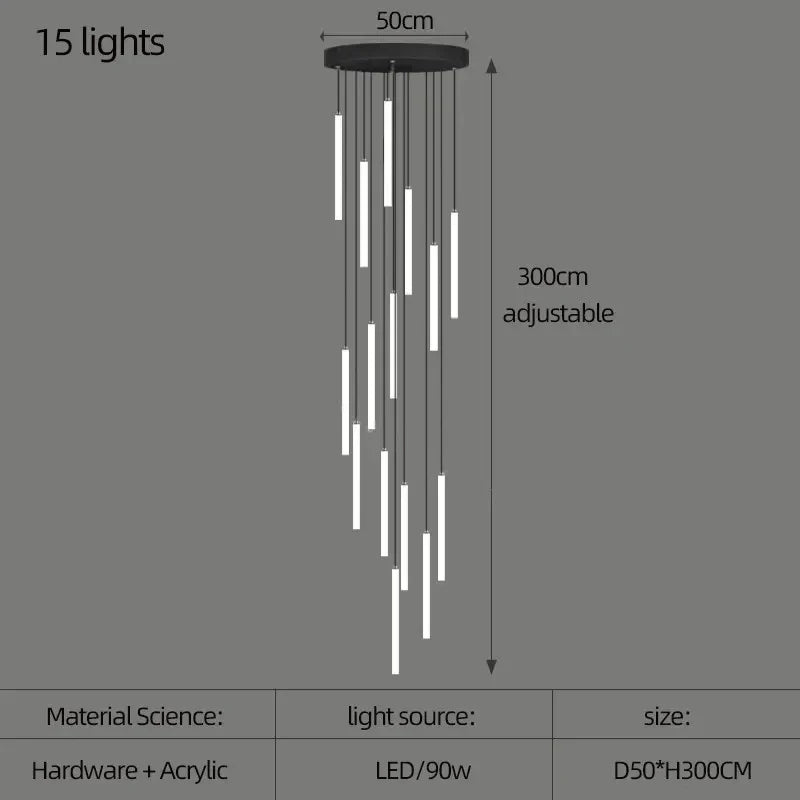 DecorBites™ LED Spiral Staircase Ceiling Chandelier