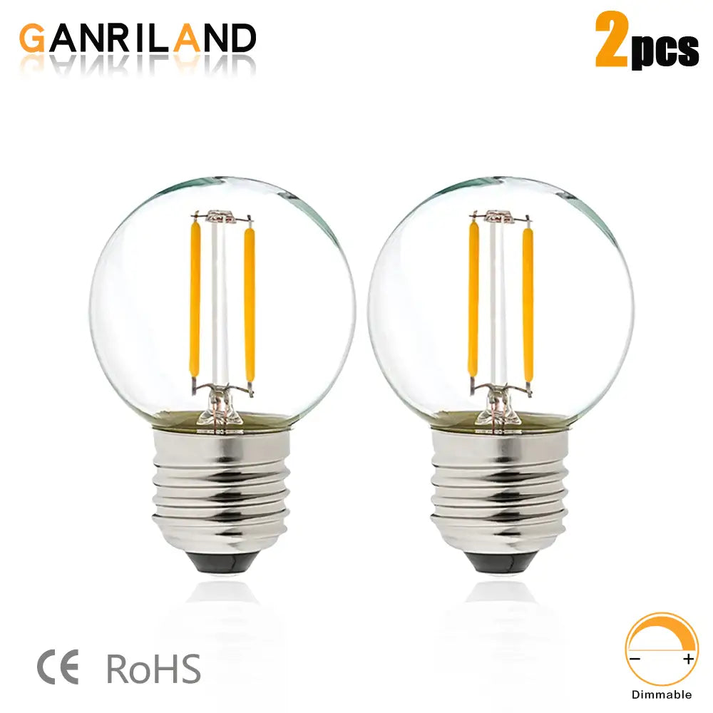 DecorBites™ LED String Lights Retro Edison E27 Bulbs 2PCS G40 1W Warm White 2700K