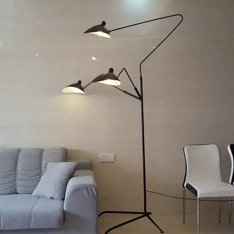 DecorBites™ LED Tripod Floor Lamp Adjustable Spider Arm Standing Light Industrial Loft Decor