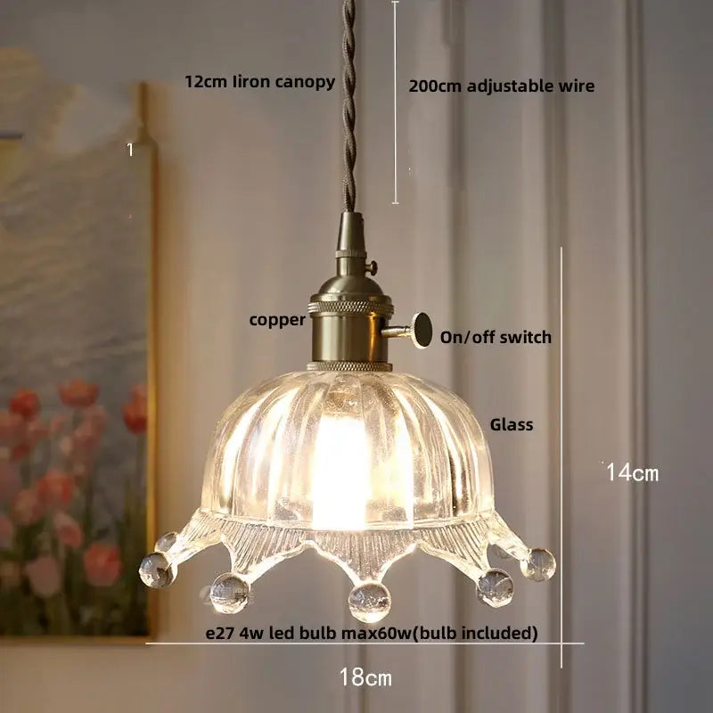 Decorbites led walnut and glass pendant light for dining room