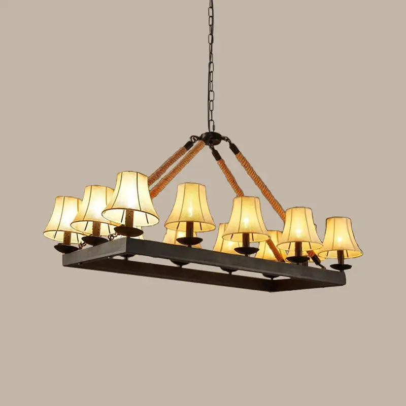 Loft style black fabric island lamp – dining room rope chandelier