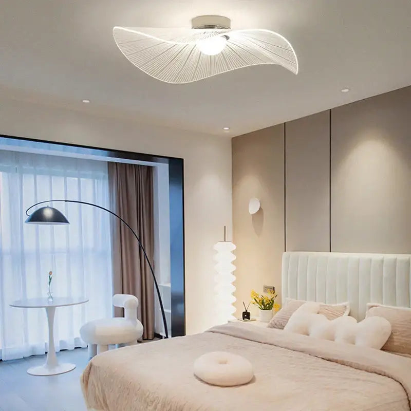 Modern minimalist white lotus leaf led chandelier living room pendant light