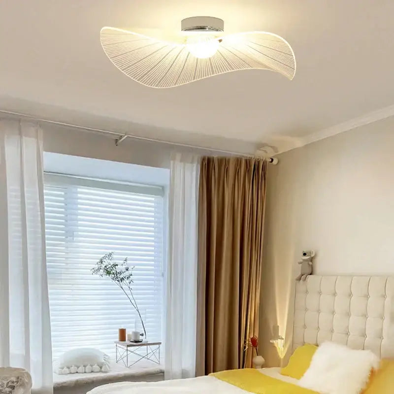 Modern minimalist white lotus leaf led chandelier living room pendant light