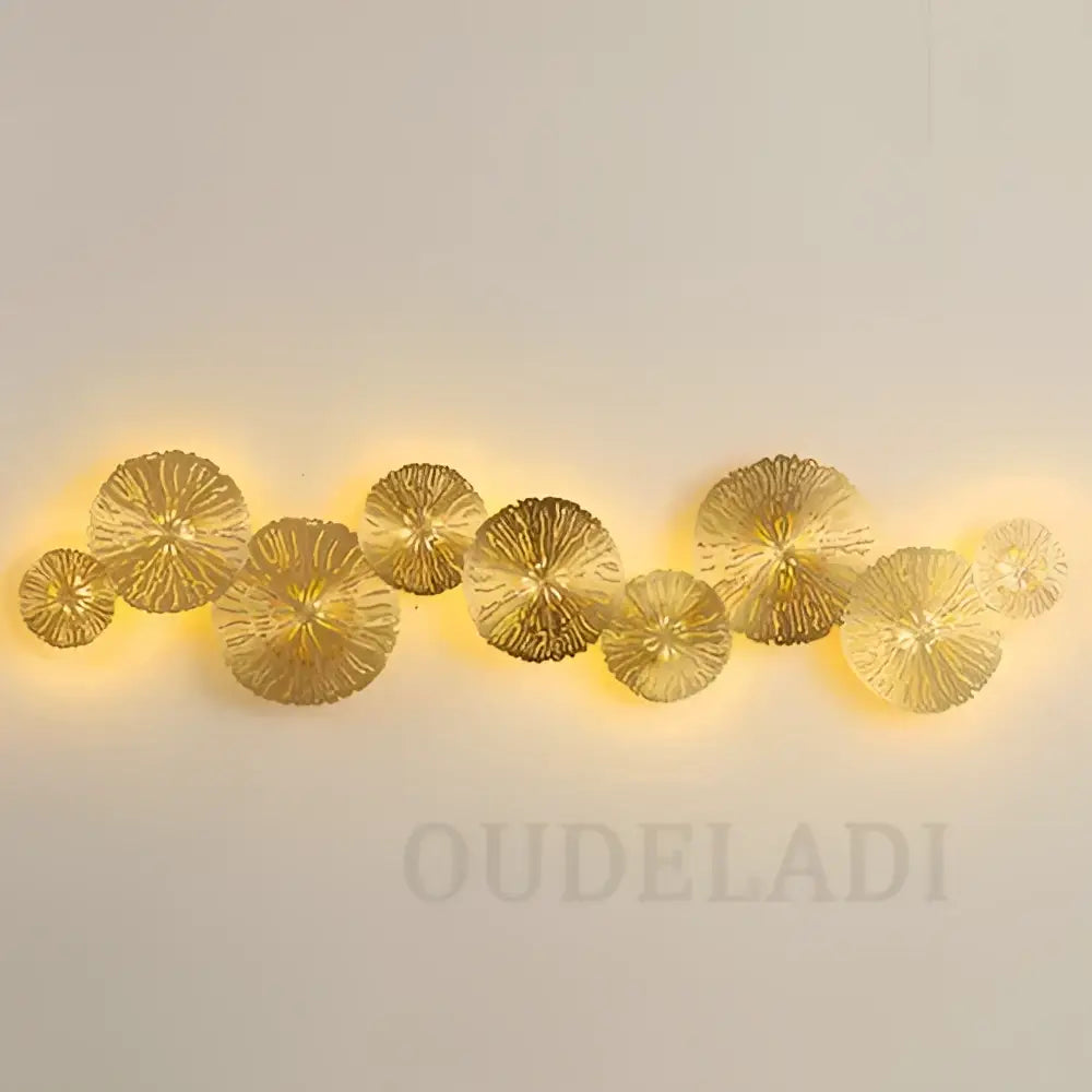 Industrial golden lotus leaf led wall sconce living room light