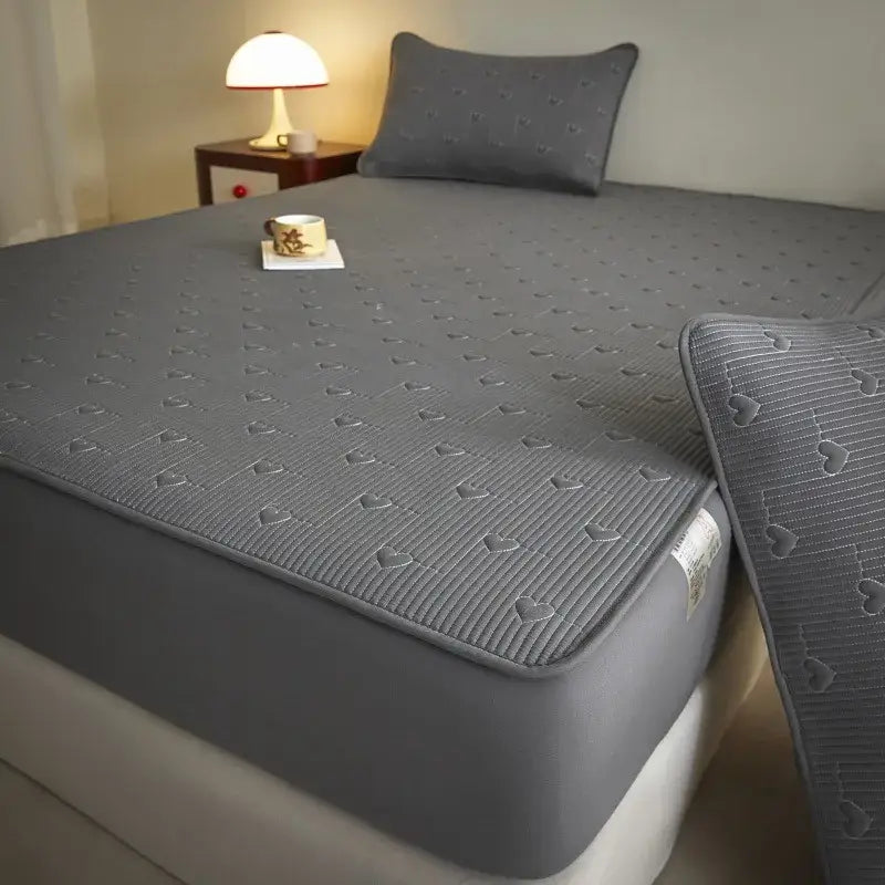 DecorBites™ Love Pattern Cotton Fitted Sheet Single - Anti-Slip, Dustproof & Luxury