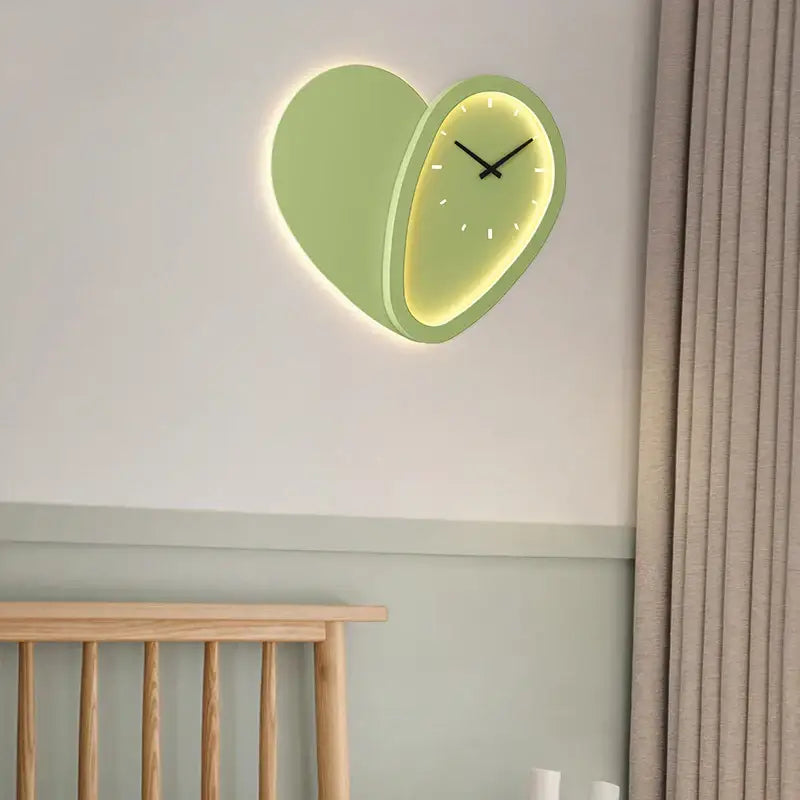 DecorBites™ Love Shaped Clock Wall Lamp Sconce Dimmable Indoor Bedroom Lighting