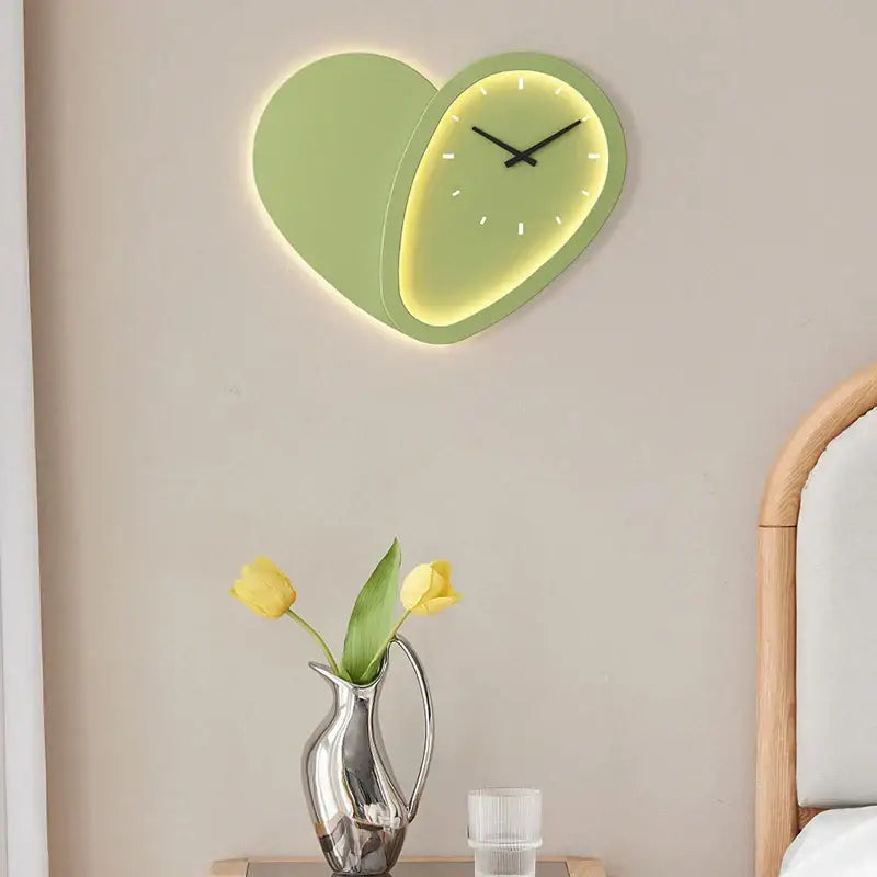 DecorBites™ Love Shaped Clock Wall Lamp Sconce Dimmable Indoor Bedroom Lighting