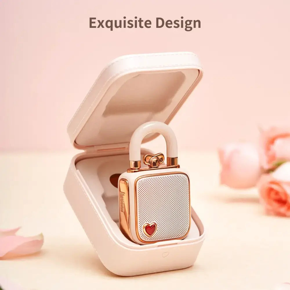 DecorBites™ LoveLock Mini Bluetooth Speaker - Pink, Retro Design, 5W Sound Box