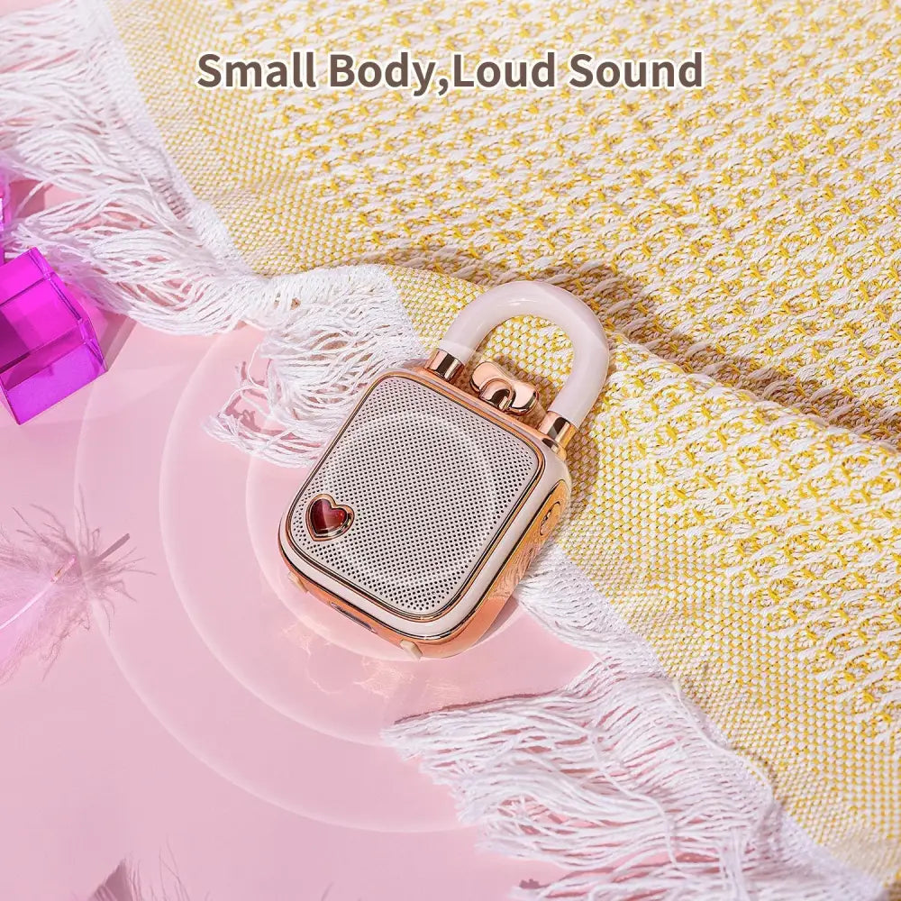 DecorBites™ LoveLock Mini Bluetooth Speaker - Pink, Retro Design, 5W Sound Box