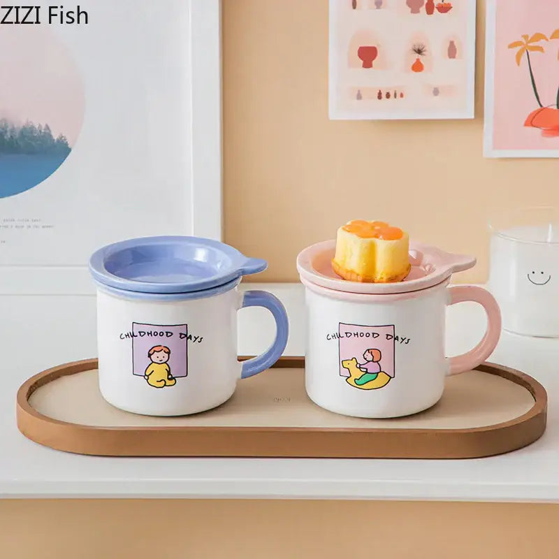 DecorBites™ Lovers Cartoon Pattern Porcelain Coffee Mug Tea Cup for Dining Table
