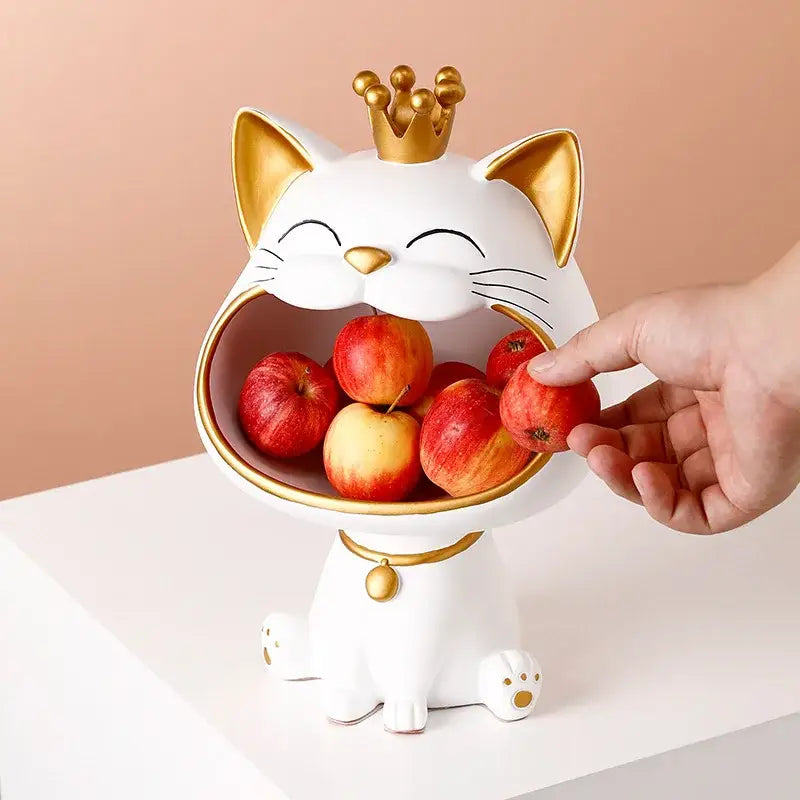 DecorBites™ Lucky Cat Sculpture: Modern Table Decoration & Storage Box Ornament