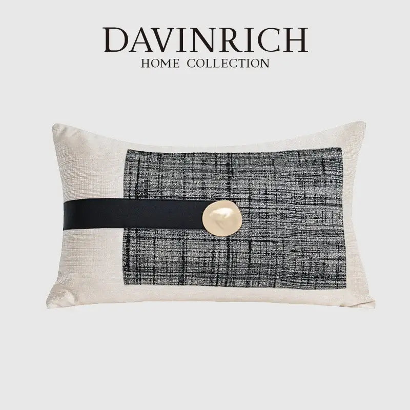 DecorBites™ Luxe Flannelette Leather Patchwork Cushion Covers for Modern Home Decor